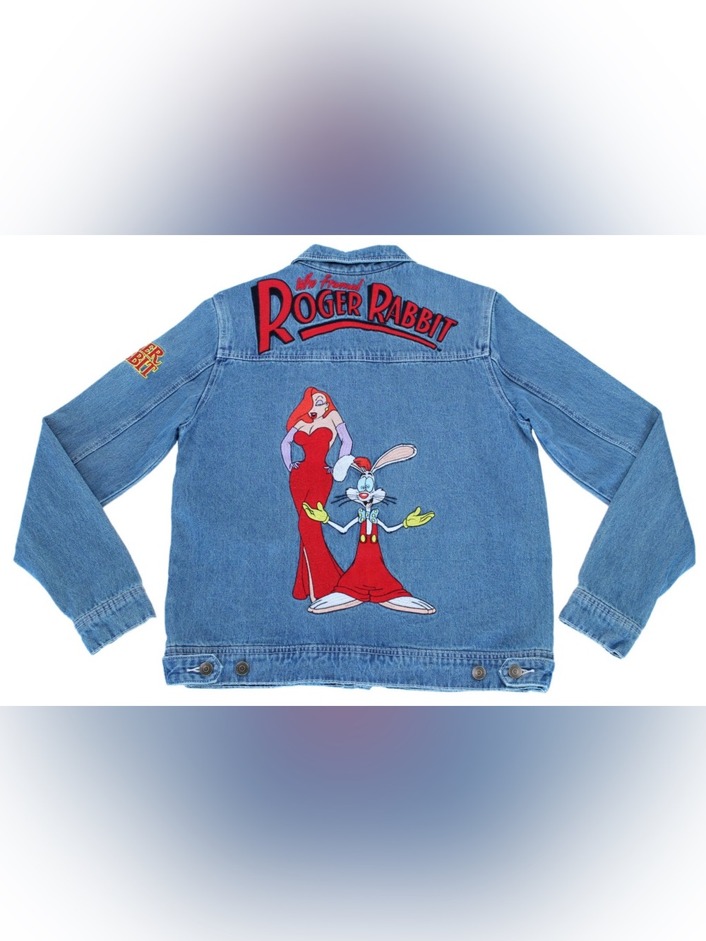 Unisex Cakeworthy Who Framed Roger Rabbit Embroidered Denim Jacket Toon Town - Picture 3 of 12